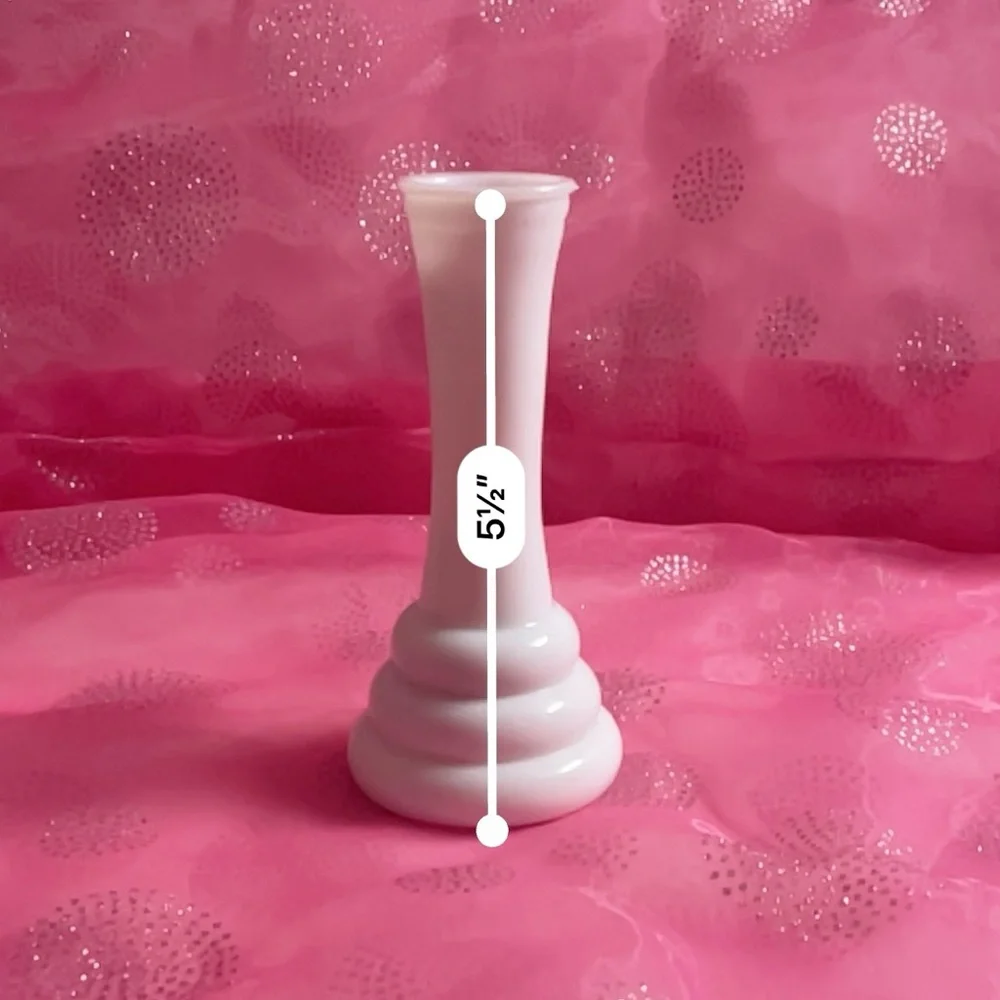 Vintage White Glass Flower Vase 5.5 Inches